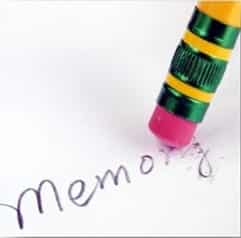 pencil eraser that is erasing the word memory